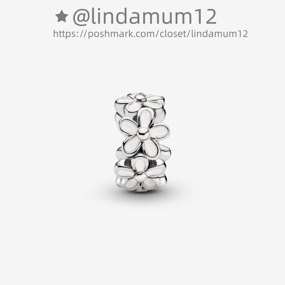 Pandora White Daisy Flower Spacer Charm - Picture 2 of 4